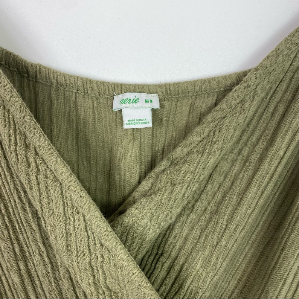 Aerie dress green wrap dress with waist tie adjustable - Picture 14 of 14